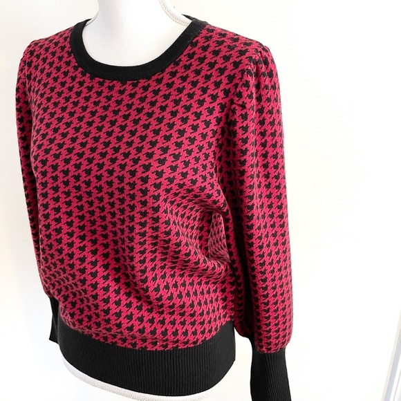 NWT Women’s Philosophy Houndstooth Puff Sleeve Sweater Size M - Picture 10 of 12